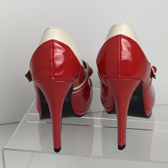 Modesto Red and White Retro Heels Women Size 6 New - Picture 5 of 5
